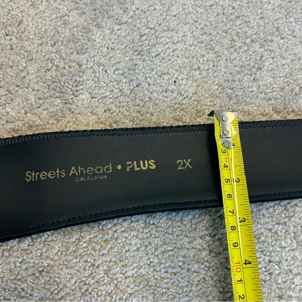 Streets Ahead black suede/fabric rhinestone trim V shaped waist cinching belt - Picture 5 of 8